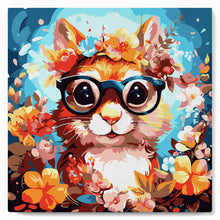 Laden Sie das Bild in den Galerie-Viewer, Mini Malen nach Zahlen mit Rahmen - Fantasie-Eichhörnchen und Blumen