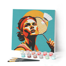 Laden Sie das Bild in den Galerie-Viewer, Mini Malen nach Zahlen mit Rahmen - Sportposter Badminton