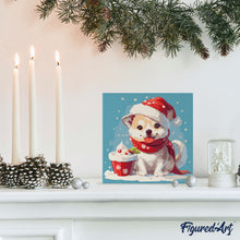 Laden Sie das Bild in den Galerie-Viewer, Mini Malen nach Zahlen mit Rahmen - Weihnachtswelpe