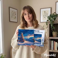 Laden Sie das Bild in den Galerie-Viewer, Mini Malen nach Zahlen mit Rahmen - Funkelnder Weihnachts-Sonnenuntergang
