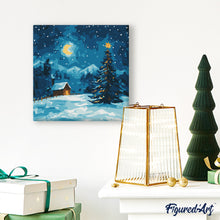Laden Sie das Bild in den Galerie-Viewer, Mini Malen nach Zahlen mit Rahmen - Sternenklare Weihnachtsnacht