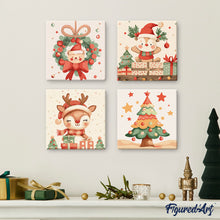 Laden Sie das Bild in den Galerie-Viewer, Mini Malen nach Zahlen mit Rahmen - Weihnachtskranz-Bär