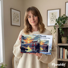 Laden Sie das Bild in den Galerie-Viewer, Mini Malen nach Zahlen mit Rahmen - Torii-Tor bei Sonnenuntergang