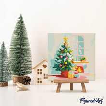 Laden Sie das Bild in den Galerie-Viewer, Mini Malen nach Zahlen mit Rahmen - Weihnachtsbaum und Kamin