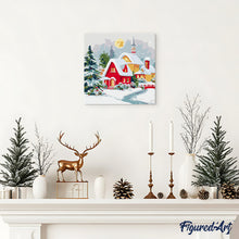 Laden Sie das Bild in den Galerie-Viewer, Mini Malen nach Zahlen mit Rahmen - Rotes Haus im Winter