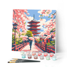 Laden Sie das Bild in den Galerie-Viewer, Malen nach Zahlen Figured'Art – Mini Malen nach Zahlen mit Rahmen - Kyoto in voller Blüte