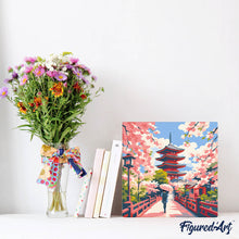 Laden Sie das Bild in den Galerie-Viewer, Mini Malen nach Zahlen mit Rahmen - Kyoto in voller Blüte
