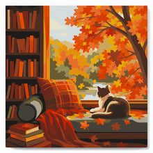 Laden Sie das Bild in den Galerie-Viewer, Mini Malen nach Zahlen mit Rahmen - Herbstblick der Katze