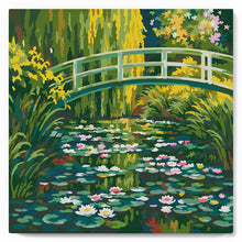 Laden Sie das Bild in den Galerie-Viewer, Mini Malen nach Zahlen mit Rahmen - Seerosen und japanische Brücke - Monet