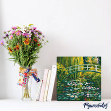 Laden Sie das Bild in den Galerie-Viewer, Mini Malen nach Zahlen mit Rahmen - Seerosen und japanische Brücke - Monet