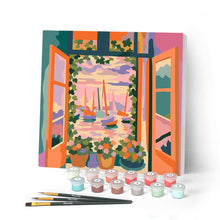 Laden Sie das Bild in den Galerie-Viewer, Malen nach Zahlen Figured'Art – Mini Malen nach Zahlen mit Rahmen - Das offene Fenster - Matisse