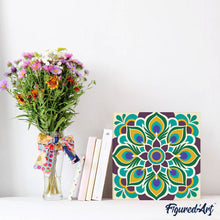 Laden Sie das Bild in den Galerie-Viewer, Mini Malen nach Zahlen mit Rahmen - Pfauen-Mandala