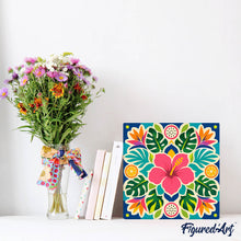 Laden Sie das Bild in den Galerie-Viewer, Mini Malen nach Zahlen mit Rahmen - Hibiskus-Mandala