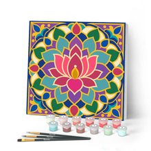 Laden Sie das Bild in den Galerie-Viewer, Malen nach Zahlen Figured'Art – Mini Malen nach Zahlen mit Rahmen - Lotus-Mandala