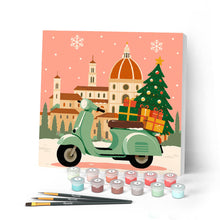 Laden Sie das Bild in den Galerie-Viewer, Malen nach Zahlen Figured'Art – Mini Malen nach Zahlen mit Rahmen - Weihnachten in Florenz