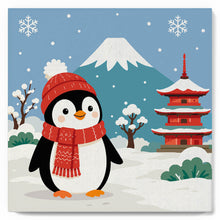 Laden Sie das Bild in den Galerie-Viewer, Mini Malen nach Zahlen mit Rahmen - Pinguin am Fuji