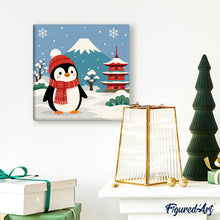 Laden Sie das Bild in den Galerie-Viewer, Mini Malen nach Zahlen mit Rahmen - Pinguin am Fuji