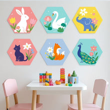 Laden Sie das Bild in den Galerie-Viewer, Mini Serie Malen nach Zahlen - Sechsecke (6 Stück) - Tierset fürs Kinderzimmer