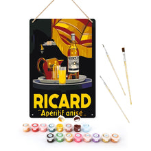 Laden Sie das Bild in den Galerie-Viewer, Malen nach Zahlen Metallposter - Ricard Aperitif Anis Schwarz Figured'Art