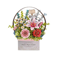 Laden Sie das Bild in den Galerie-Viewer, 3D Puzzle - Blumenkorb aus Holz
