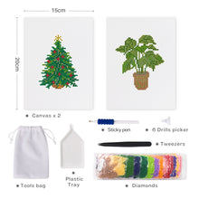 Laden Sie das Bild in den Galerie-Viewer, Mini Diamond Painting 15x20 cm (2 Stück) - Weihnachtsbaum und Topfpflanze