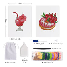 Laden Sie das Bild in den Galerie-Viewer, Mini Diamond Painting 15x20 cm (2 Stück) - Milchshake und Kuchen