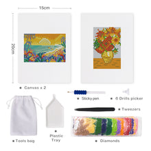 Laden Sie das Bild in den Galerie-Viewer, Mini Diamond Painting 15x20 cm (2 Stück) - Sonnenuntergang und Blüten