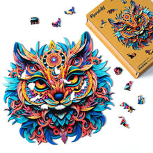 Laden Sie das Bild in den Galerie-Viewer, Holzpuzzle Erwachsene - Lebendiges Katzen-Mandala