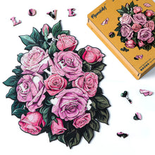 Laden Sie das Bild in den Galerie-Viewer, Holzpuzzle Erwachsene - Rosa Rosenstrauß