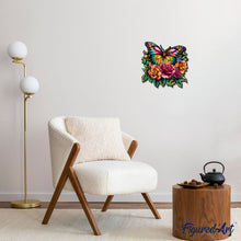 Laden Sie das Bild in den Galerie-Viewer, Holzpuzzle Erwachsene - Schmetterling und Rosen