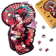Laden Sie das Bild in den Galerie-Viewer, Holzpuzzle Erwachsene - Geisha mit Sonnenschirm