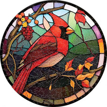 Laden Sie das Bild in den Galerie-Viewer, 2D Holzpuzzle – Roter Kardinal im Buntglas