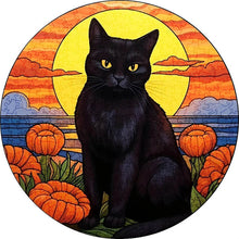 Laden Sie das Bild in den Galerie-Viewer, 2D Holzpuzzle – Schwarze Katze bei Sonnenuntergang