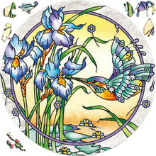 Laden Sie das Bild in den Galerie-Viewer, 2D Holzpuzzle – Kolibri im Garten