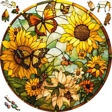Laden Sie das Bild in den Galerie-Viewer, 2D Holzpuzzle – Sonnenblumen und Schmetterlinge