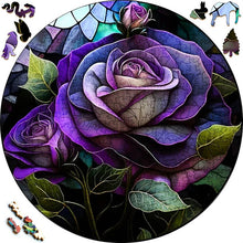 Laden Sie das Bild in den Galerie-Viewer, 2D Holzpuzzle – Lila Rosen
