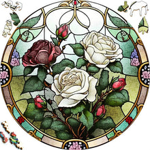 Laden Sie das Bild in den Galerie-Viewer, 2D Holzpuzzle – Weiße Rosen