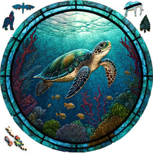 Laden Sie das Bild in den Galerie-Viewer, 2D Holzpuzzle – Schwimmende Schildkröte