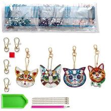 Laden Sie das Bild in den Galerie-Viewer, Anhänger Diamond Painting Katzen Set 4 Stück