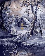 Laden Sie das Bild in den Galerie-Viewer, Haus am Fluss im Winter | Figured'Art