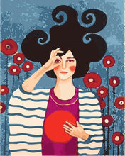 Laden Sie das Bild in den Galerie-Viewer, Frau mit roten Blumen | Figured'Art
