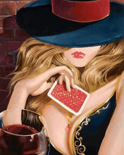 Laden Sie das Bild in den Galerie-Viewer, Malen nach Zahlen für Erwachsene | Frau mit Spielkarten | Figured'Art