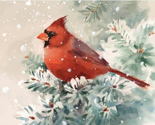Laden Sie das Bild in den Galerie-Viewer, Malen nach Zahlen für Erwachsene | Roter Vogel im Schnee | Figured'Art
