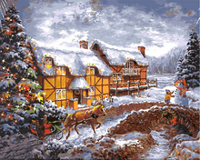 Laden Sie das Bild in den Galerie-Viewer, Malen nach Zahlen für Erwachsene | Bauernhof im Winter | Figured'Art