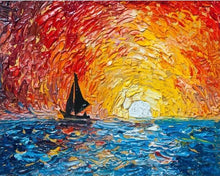 Laden Sie das Bild in den Galerie-Viewer, Malen nach Zahlen für Erwachsene | Segelboot und Sonnenaufgang | Figured'Art