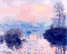 Laden Sie das Bild in den Galerie-Viewer, Malen nach Zahlen für Erwachsene | Sonnenuntergang an der Seine bei Lavacourt – Monet | Figured'Art