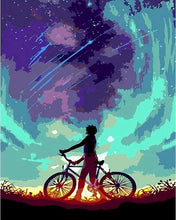 Laden Sie das Bild in den Galerie-Viewer, Malen nach Zahlen für Erwachsene | Fahrrad am Sonnenuntergang | Figured'Art