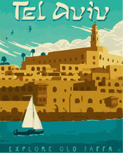 Laden Sie das Bild in den Galerie-Viewer, Malen nach Zahlen Figured'Art – Reiseposter Tel Aviv