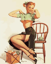 Laden Sie das Bild in den Galerie-Viewer, Malen nach Zahlen Figured'Art – Vintage Pin-up mit Garnen