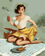 Laden Sie das Bild in den Galerie-Viewer, Malen nach Zahlen Figured'Art – Vintage Pin-up mit Picknick